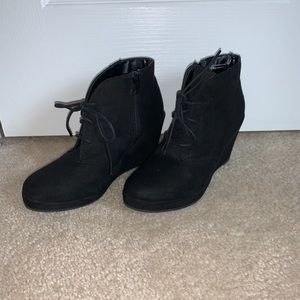 Black Merona Wedge Booties Size 8